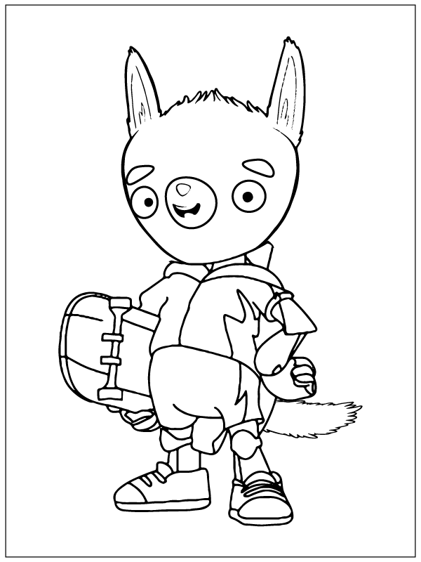 Tumble Leaf Fig Holding A Skate Coloring Page