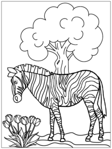 Zebra in the Field Coloring Page