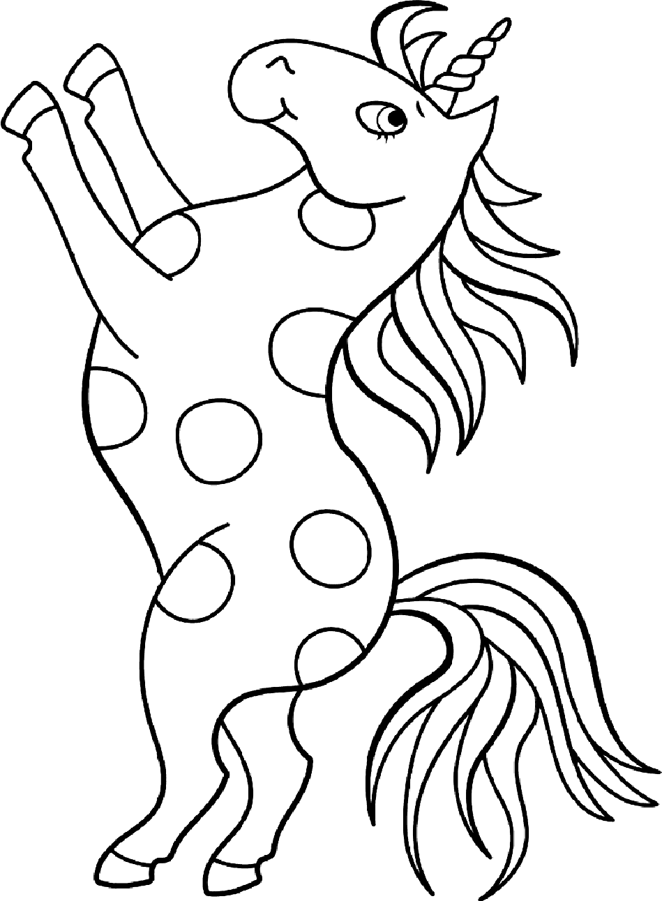 Spotted Unicorn Running - Coloring Pages