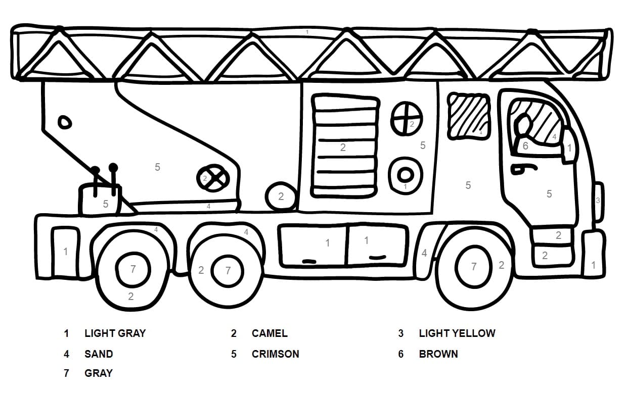 A Fire Truck Color by Number