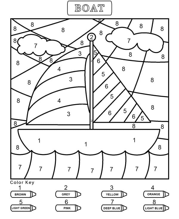 Boat for Kindergarten Color by Number