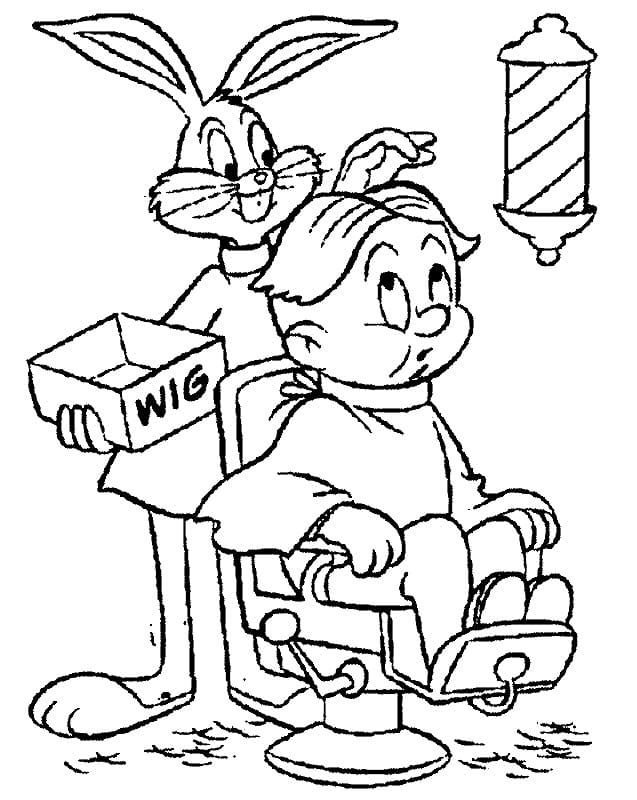 Bugs Bunny The Barber - Coloring Pages