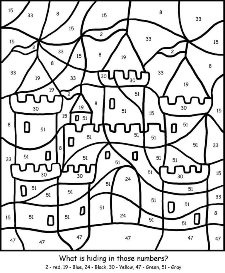 Castle for Kindergarten Color by Number