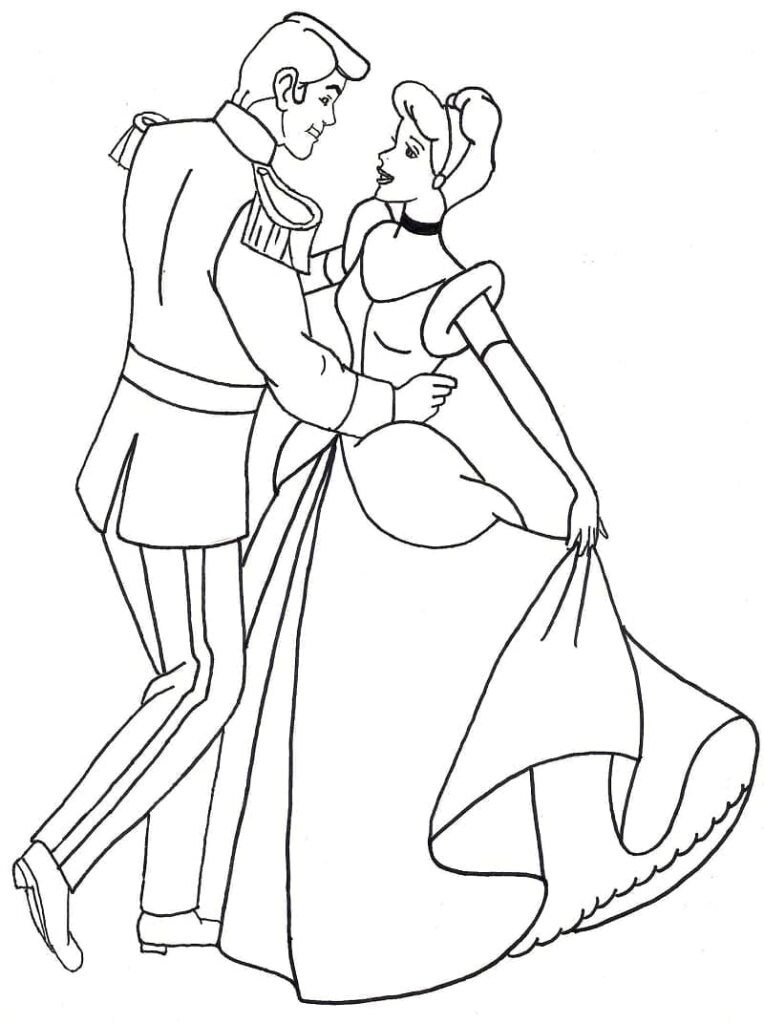 Cinderella-Dancing-coloring-page