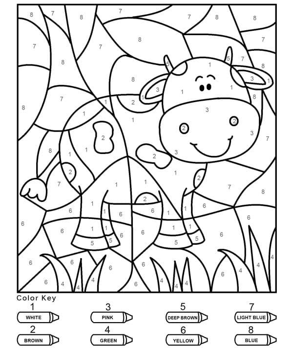 Cute Cow Color by Number