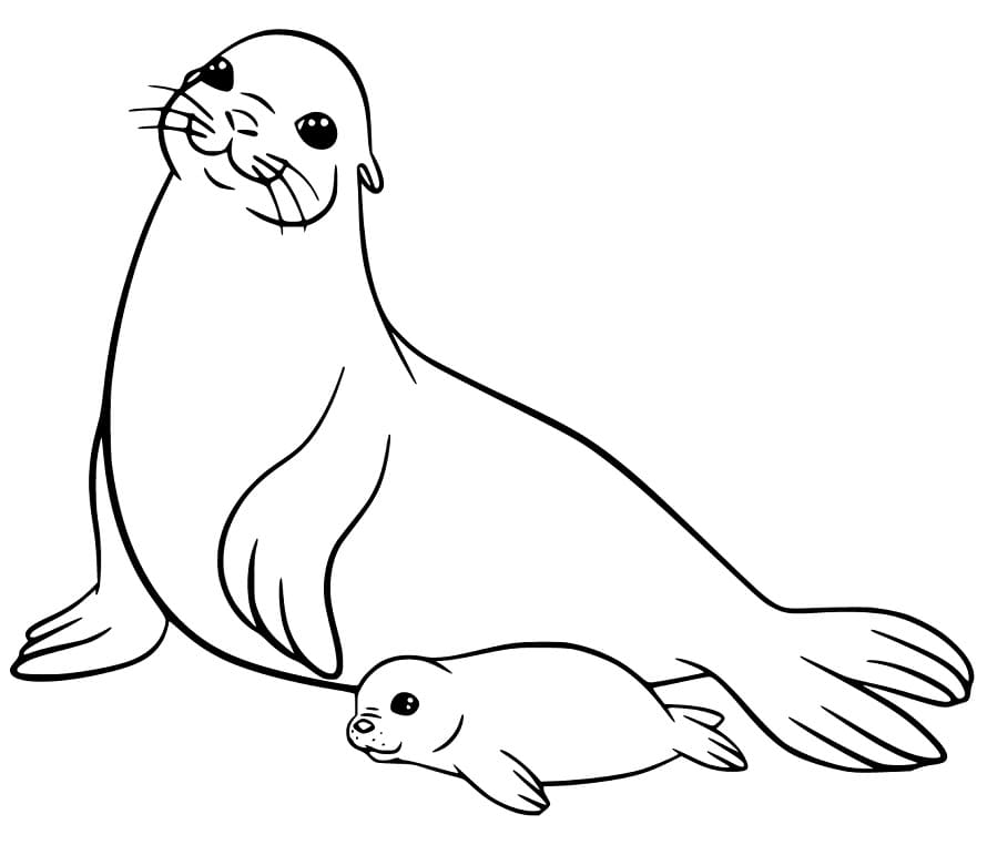 Sea Lion 4 Färbung Seite - Kostenlose druckbare Malvorlagen für Kinder