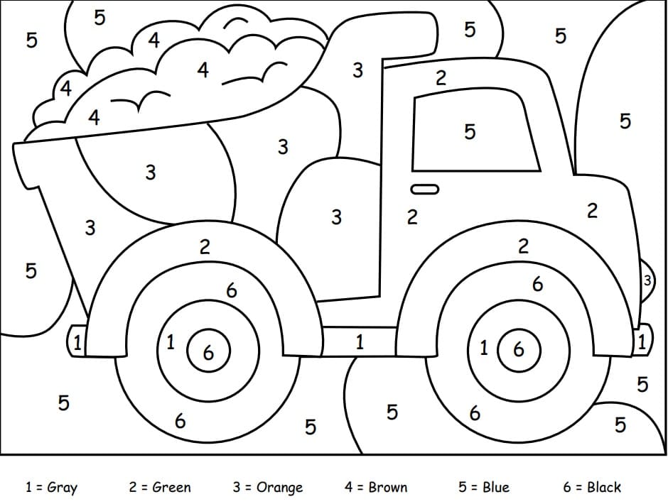 Cute Truck Color by Number