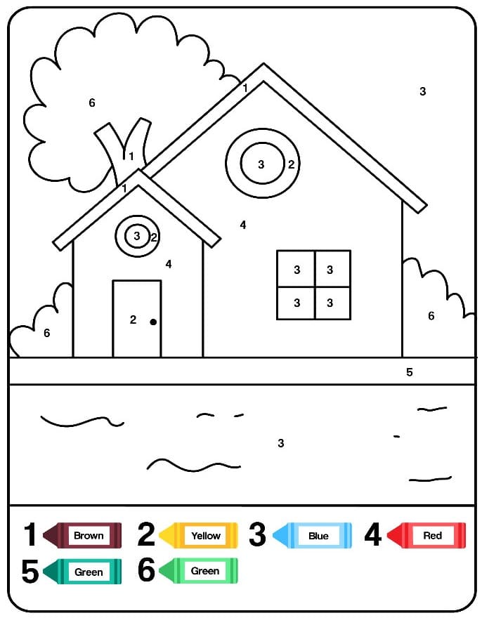 Free House Color by Number