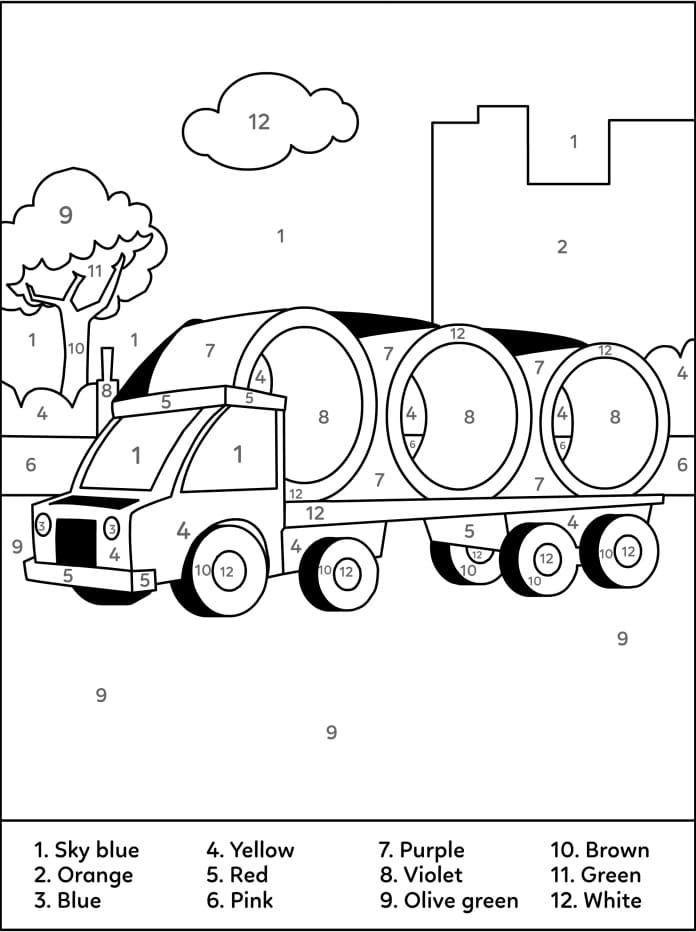 Free Truck Color by Number