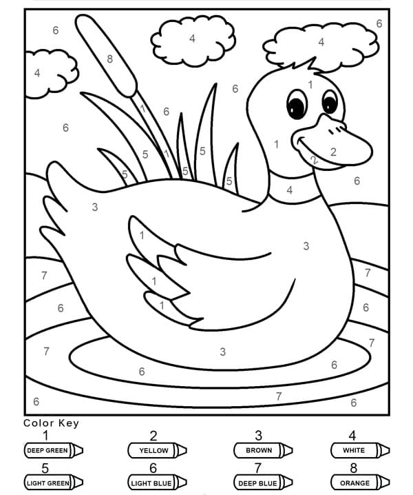 Happy Duck Color by Number