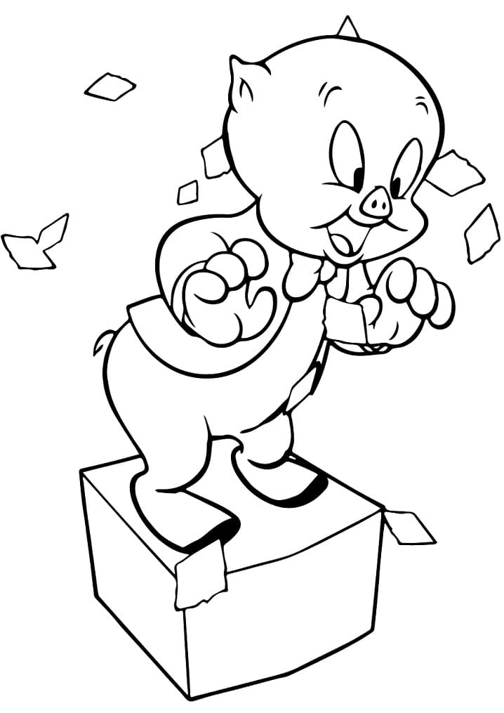 Happy Porky Pig - Coloring Pages