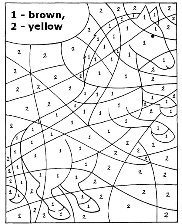 Horse for Kindergarten Color by Number