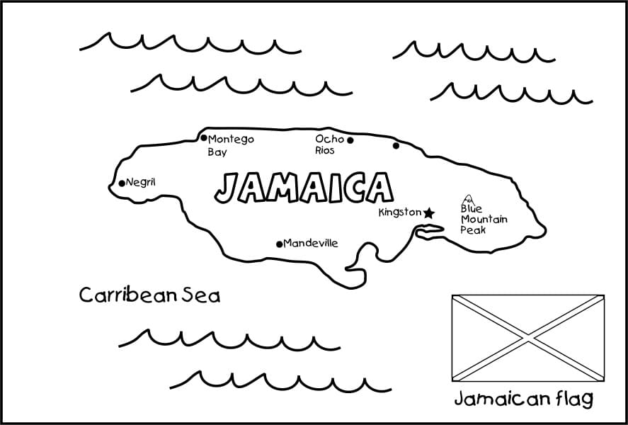 Jamaica Map and Flag