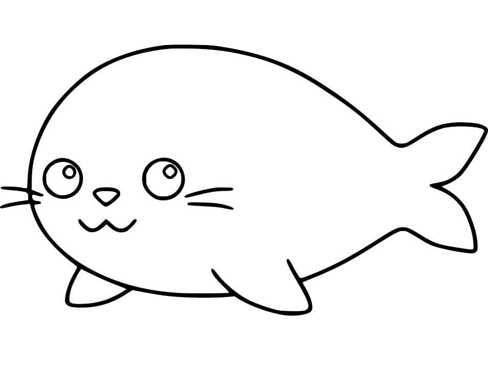 Kawaii Cute Seal Färbung Seite - Kostenlose druckbare Malvorlagen für ...