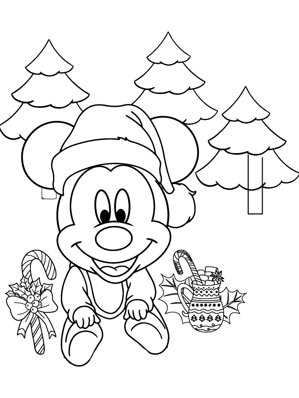 Complete Mickey Mouse Christmas coloring page