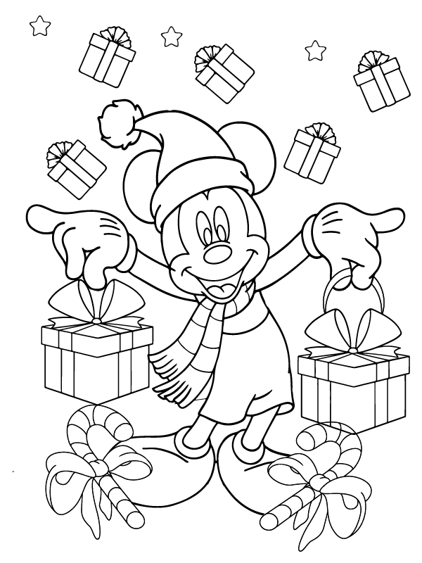 Supreme Mickey Mouse Christmas coloring page