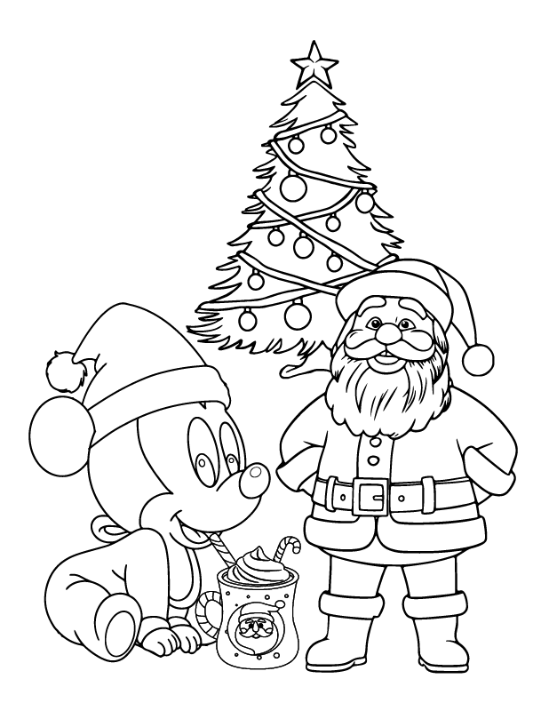 Lovely Mickey Mouse Christmas coloring page