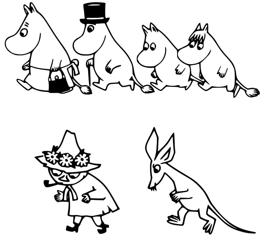 Moomin Characters Färbung Seite - Kostenlose druckbare Malvorlagen für ...