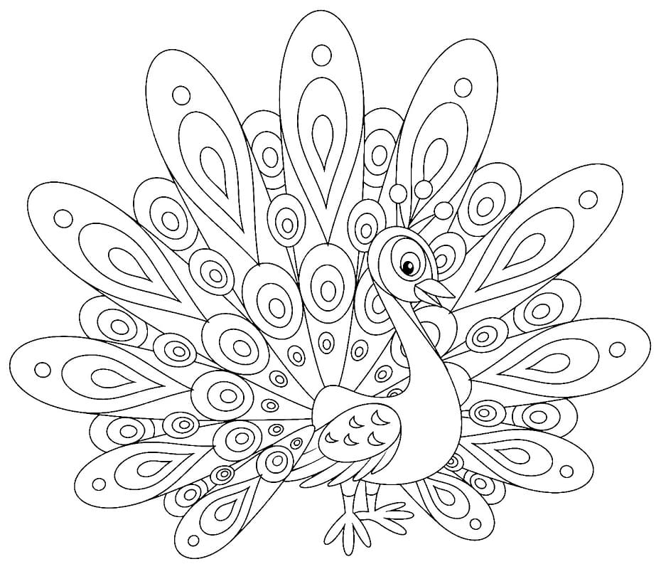 Printable Cartoon Peacock