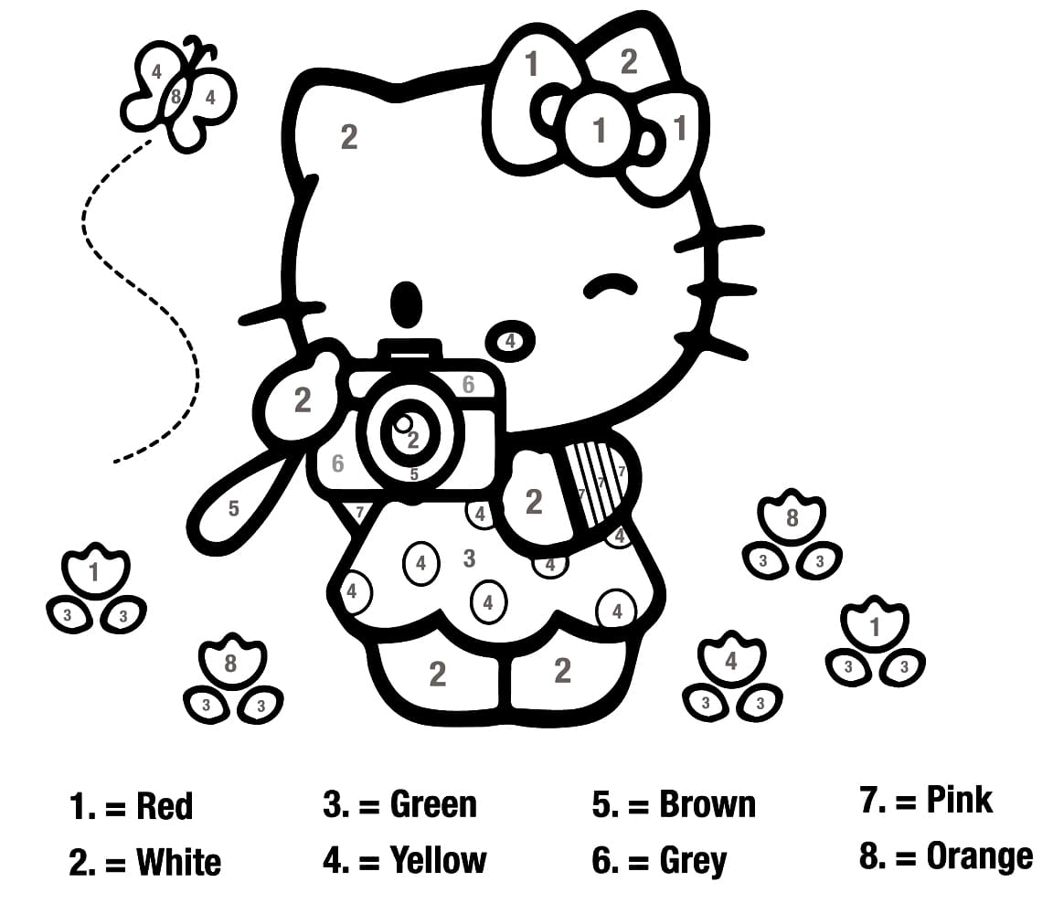 Printable Hello Kitty Color By Number