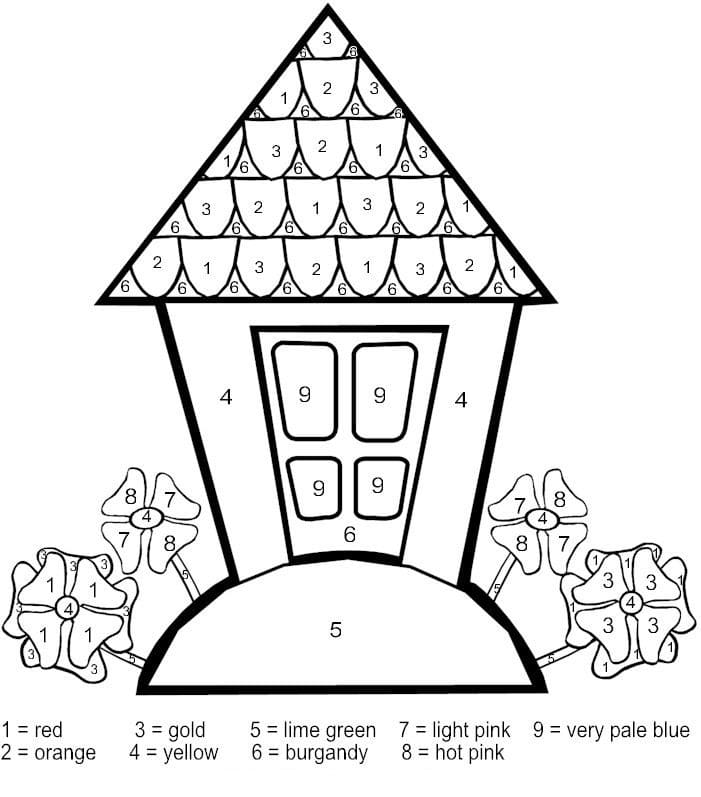 Printable House Color by Number