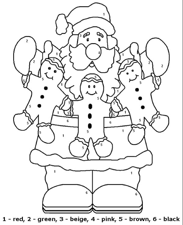 Santa for Kindergarten Color by Number