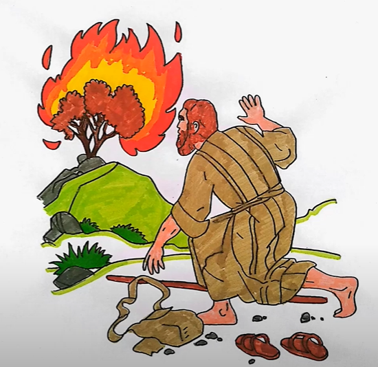 Printable Moses and The Burning Bush - Coloring Pages