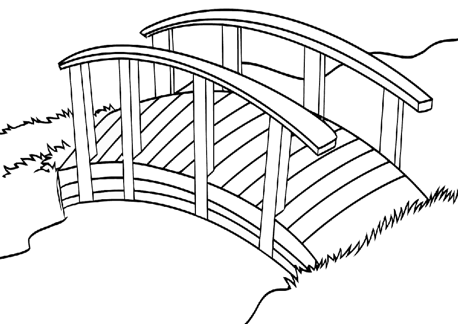 Small Bridge Färbung Seite - Kostenlose druckbare Malvorlagen für Kinder