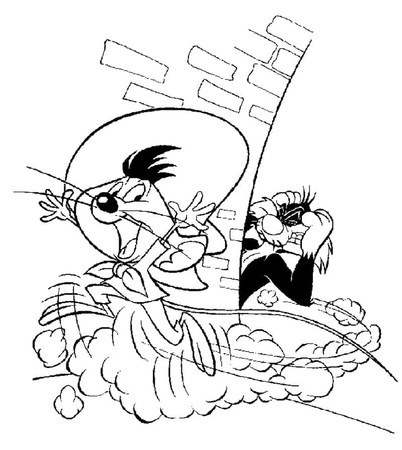 Speedy Gonzales and Sylvester - Coloring Pages