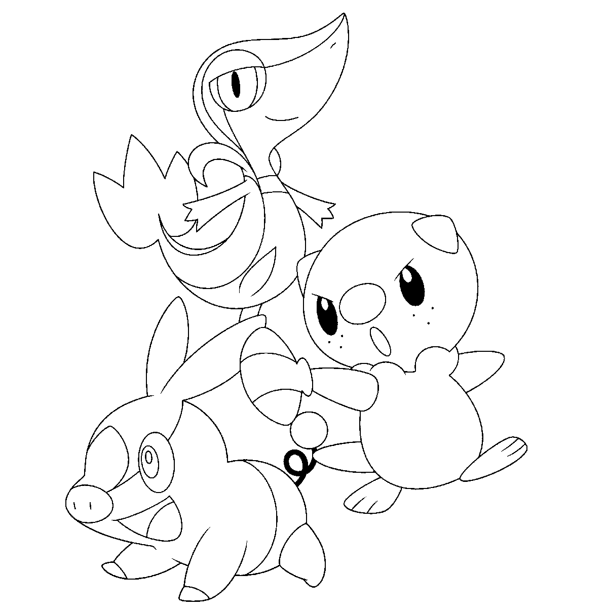 Tepig, Oshawott And Snivy Pokemon – Coloring Pages