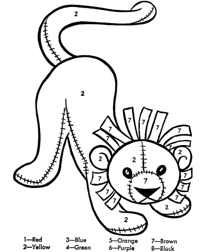 Toy Lion for Kindergarten Color by Number