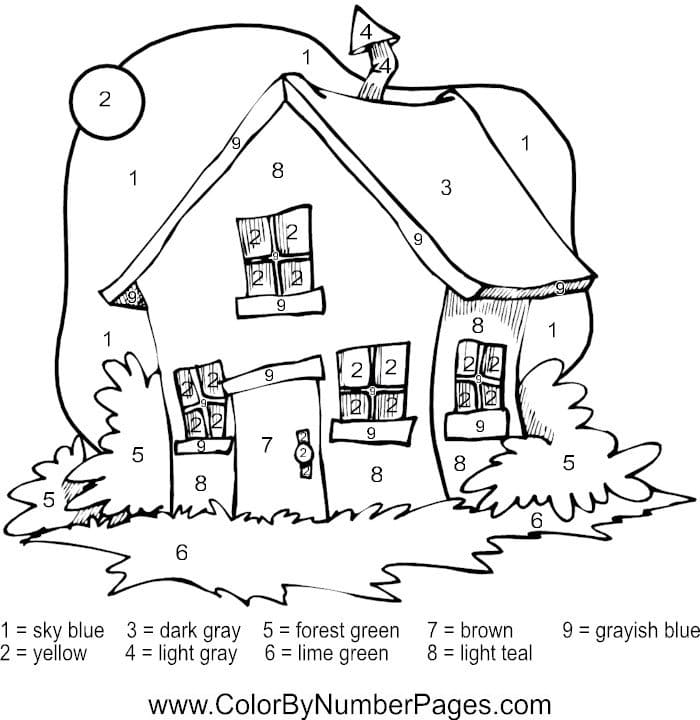 Ugly House Color by Number - Coloring Pages