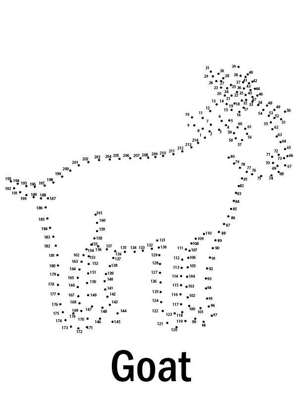 Animal Goat Dot to Dot Coloring Page Färbung Seite - Kostenlose ...