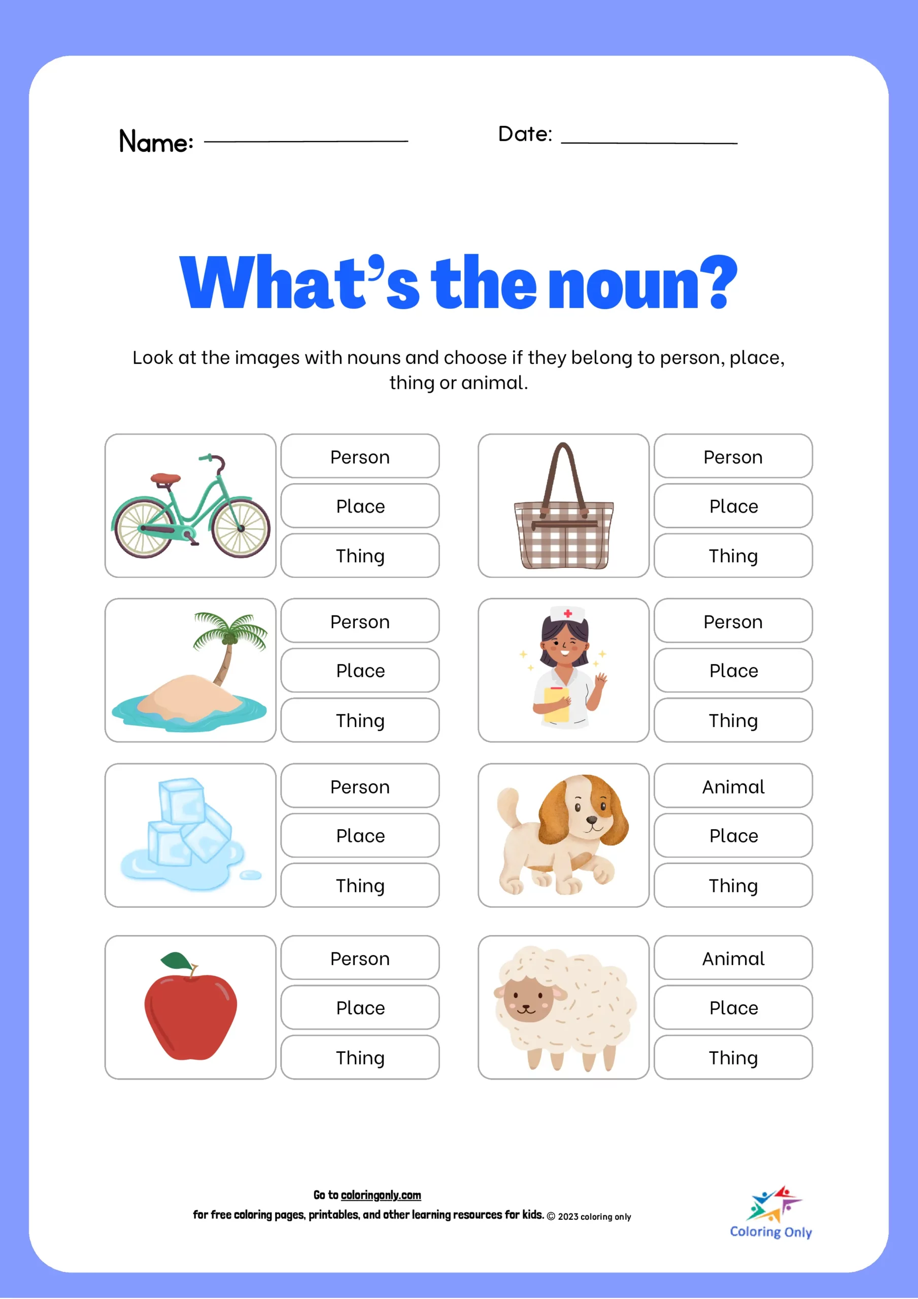 What's the Noun - Coloring Pages