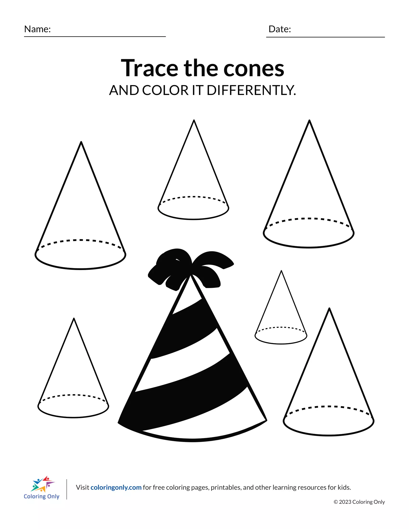 Cone Tracing and Coloring Exercise - Coloring Pages