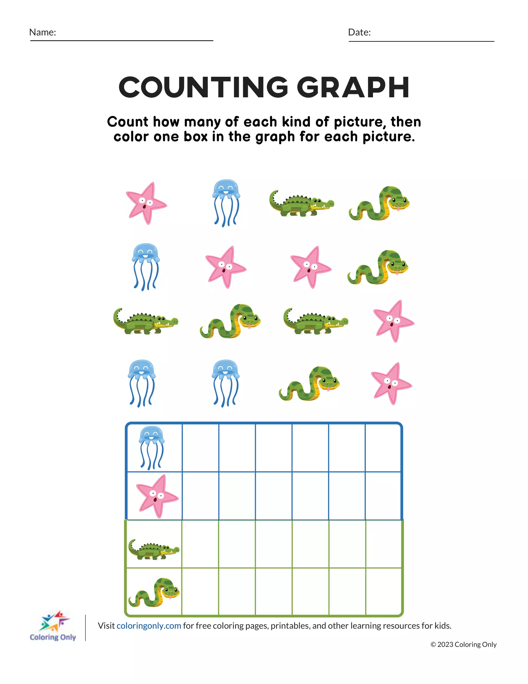 Counting Graph Free Printable Worksheet - Coloring Pages