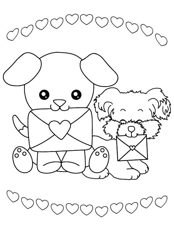 Cute Valentines - Coloring Pages