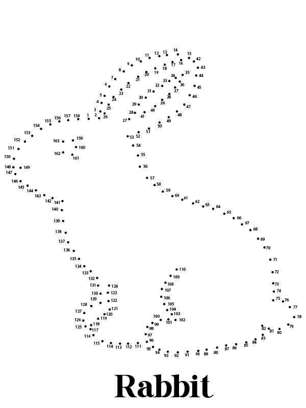 Cute Rabbit Dot to Dot Coloring Page Färbung Seite - Kostenlose ...