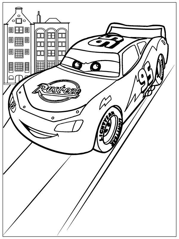 Disney Cars Lightning Fast Racing Coloring Page