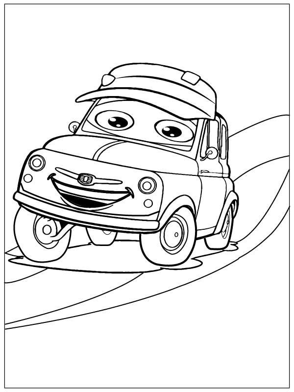 Disney Cars Smiling Luigi Coloring Page