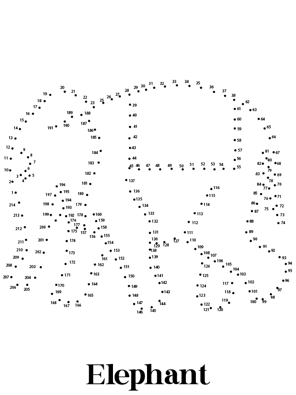 Elephant Animal Dot to Dot Coloring Page Coloring Pages