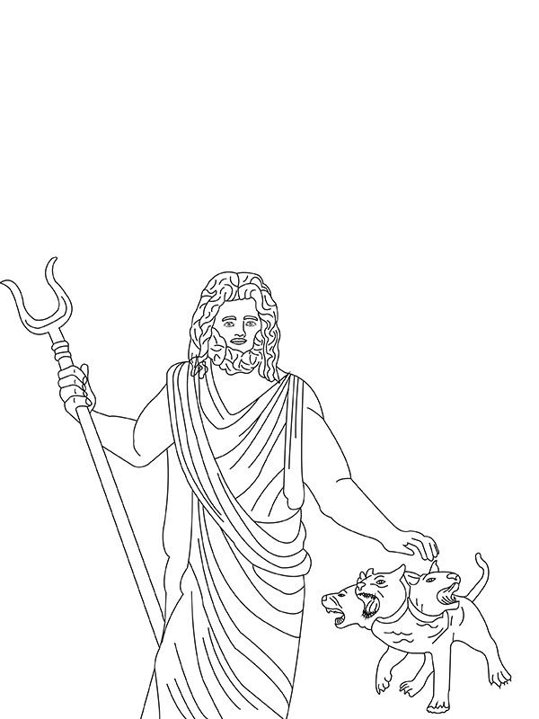 Hades and Barking Cerberus - Coloring Pages