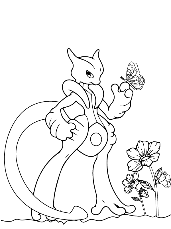 Pokemon Majestic Mewtwo Pose - Coloring Pages