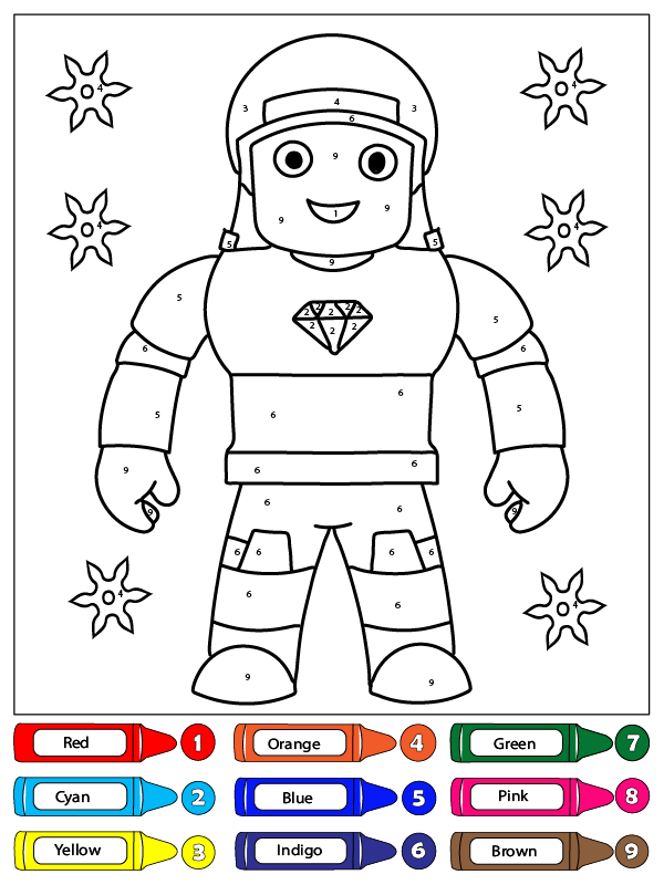 Ninja Roblox with Shuriken Color by Number – Coloring Pages