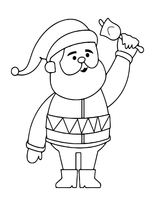 Santa Claus With A Bell - Coloring Pages