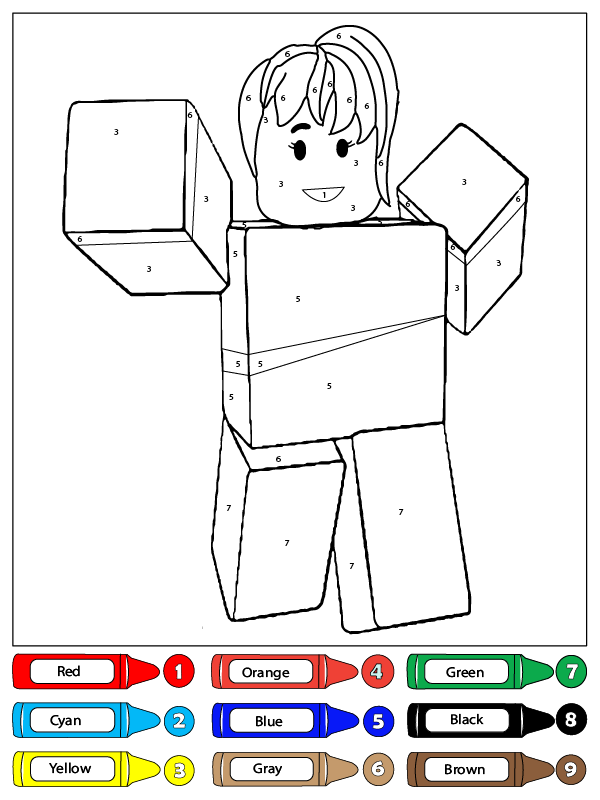 Simple Female Roblox Color by Number – Coloring Pages