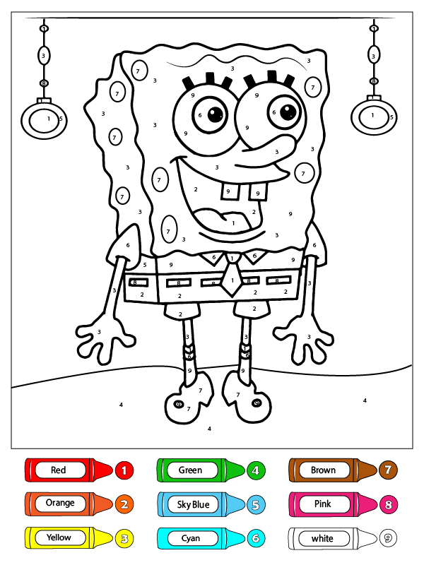 SpongeBob Hiking Coloring by Number – Coloring Pages