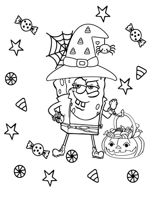 SpongeBob's Witchy Costume Party Färbung Seite - Kostenlose druckbare ...