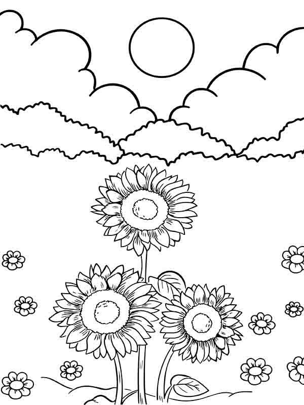 Sunflowers in the Garden - Coloring Pages