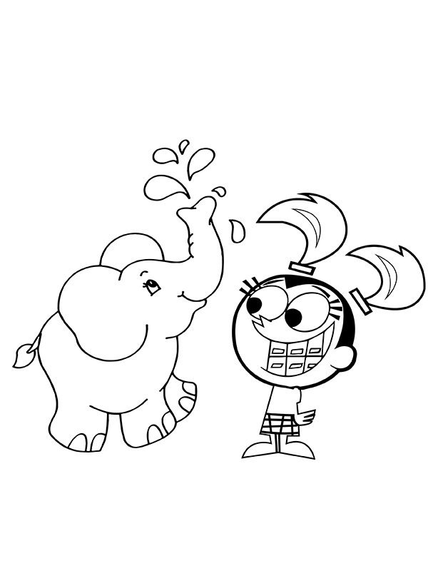 The Fairly OddParents Tootie and Elephant Färbung Seite - Kostenlose ...